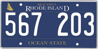 RI license plate 567203