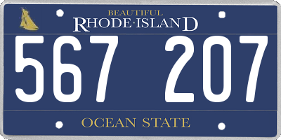 RI license plate 567207
