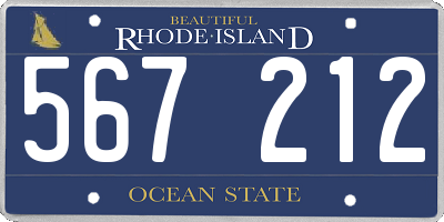 RI license plate 567212