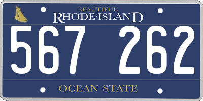 RI license plate 567262
