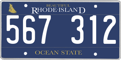 RI license plate 567312