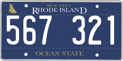 RI license plate 567321