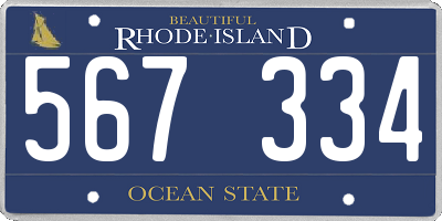 RI license plate 567334