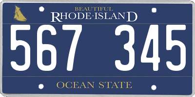 RI license plate 567345