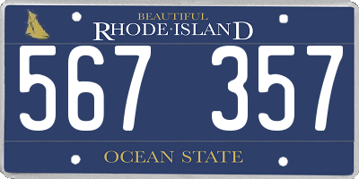 RI license plate 567357