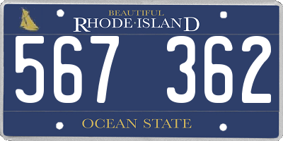 RI license plate 567362