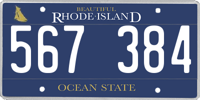 RI license plate 567384