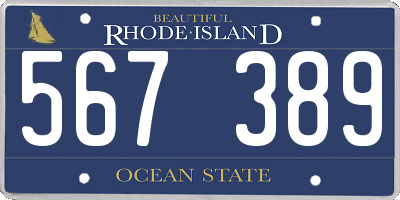 RI license plate 567389