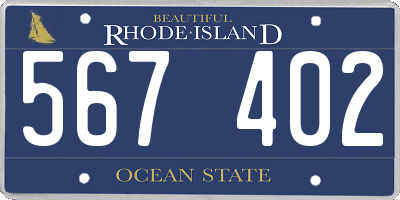 RI license plate 567402