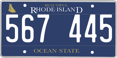 RI license plate 567445