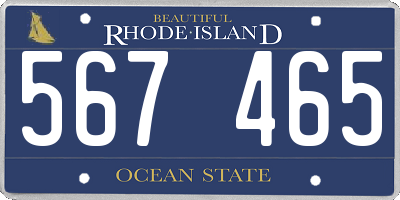RI license plate 567465