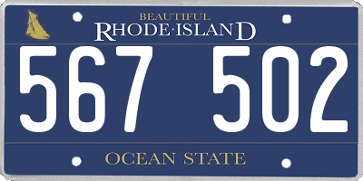 RI license plate 567502
