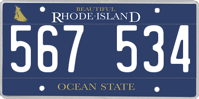RI license plate 567534