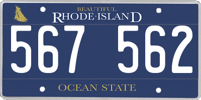 RI license plate 567562