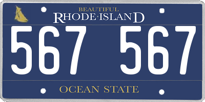 RI license plate 567567