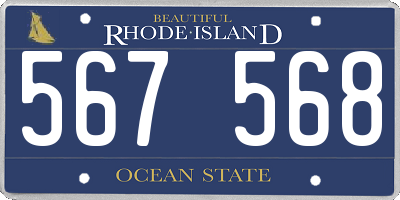 RI license plate 567568