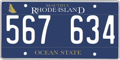RI license plate 567634
