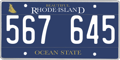 RI license plate 567645