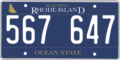 RI license plate 567647