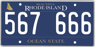 RI license plate 567666