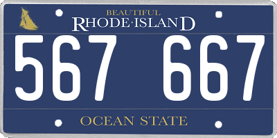 RI license plate 567667