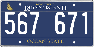 RI license plate 567671