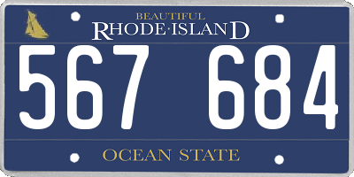 RI license plate 567684