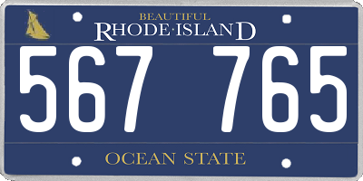 RI license plate 567765