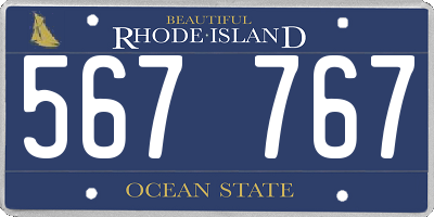 RI license plate 567767