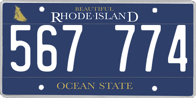 RI license plate 567774