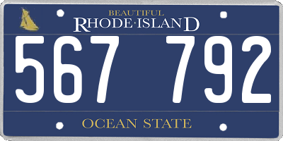 RI license plate 567792