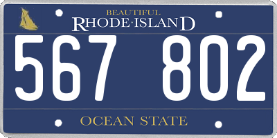 RI license plate 567802
