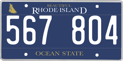 RI license plate 567804
