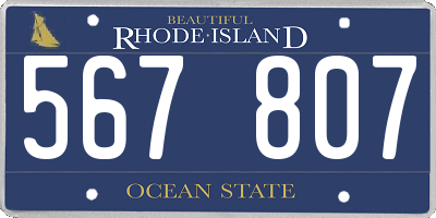 RI license plate 567807