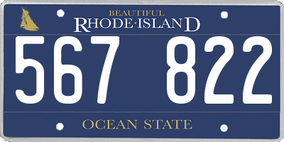RI license plate 567822