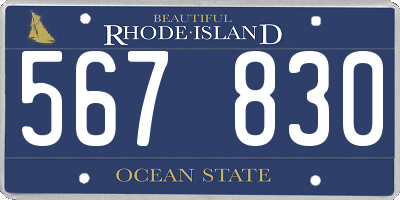 RI license plate 567830