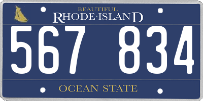 RI license plate 567834