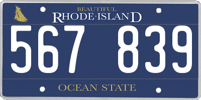 RI license plate 567839