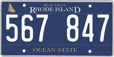 RI license plate 567847