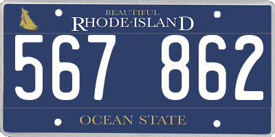 RI license plate 567862