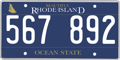 RI license plate 567892