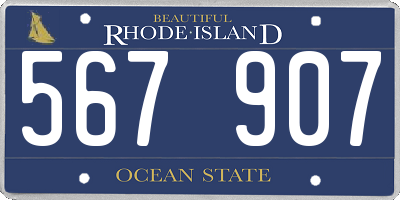 RI license plate 567907