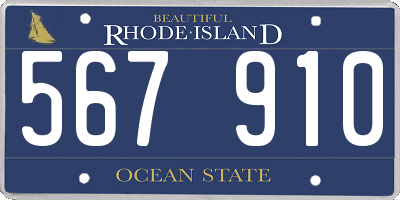 RI license plate 567910