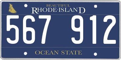 RI license plate 567912