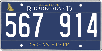 RI license plate 567914