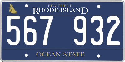 RI license plate 567932