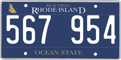 RI license plate 567954