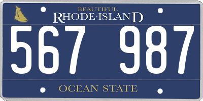 RI license plate 567987