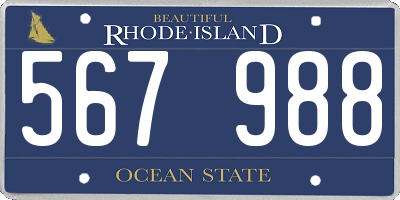 RI license plate 567988