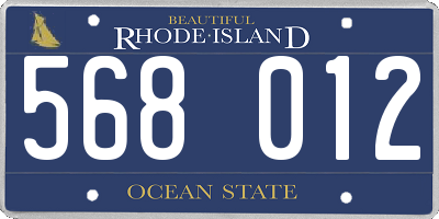 RI license plate 568012